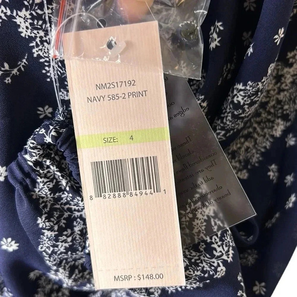 Y2K NWT Nanette Lepore tie wrap collar,tiered,puff sleeve,floral,dress,sz 4, - Picture 5 of 15